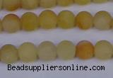 CYJ601 15.5 inches 6mm round matte yellow jade beads wholesale