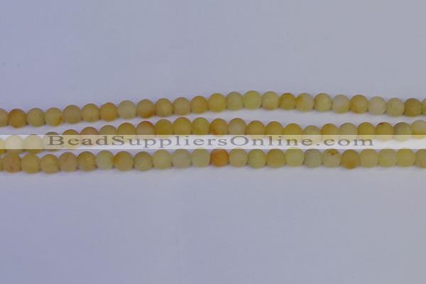 CYJ601 15.5 inches 6mm round matte yellow jade beads wholesale