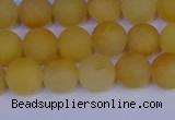 CYJ602 15.5 inches 8mm round matte yellow jade beads wholesale