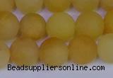 CYJ604 15.5 inches 12mm round matte yellow jade beads wholesale