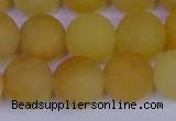 CYJ605 15.5 inches 14mm round matte yellow jade beads wholesale