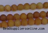 CYJ610 15.5 inches 4mm round matte yellow jade beads wholesale