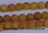 CYJ611 15.5 inches 6mm round matte yellow jade beads wholesale