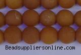 CYJ612 15.5 inches 8mm round matte yellow jade beads wholesale