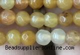 CYJ630 15.5 inches 4mm faceted round yellow jade beads wholesale