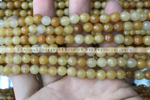 CYJ631 15.5 inches 6mm faceted round yellow jade beads wholesale