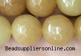 CYJ634 15.5 inches 12mm faceted round yellow jade beads wholesale