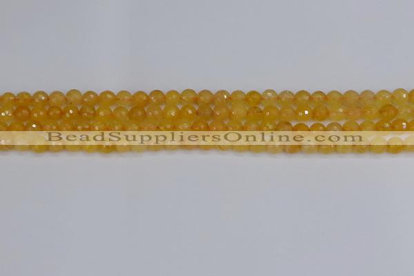 CYJ638 15.5 inches 4mm faceted round yellow jade beads wholesale