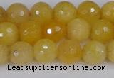 CYJ640 15.5 inches 8mm faceted round yellow jade beads wholesale