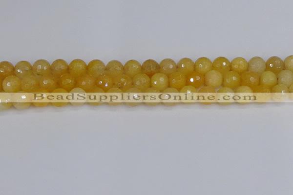 CYJ641 15.5 inches 10mm faceted round yellow jade beads wholesale