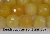 CYJ642 15.5 inches 12mm faceted round yellow jade beads wholesale