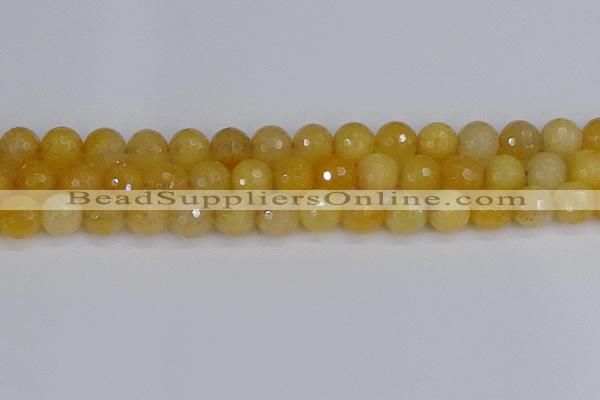 CYJ642 15.5 inches 12mm faceted round yellow jade beads wholesale