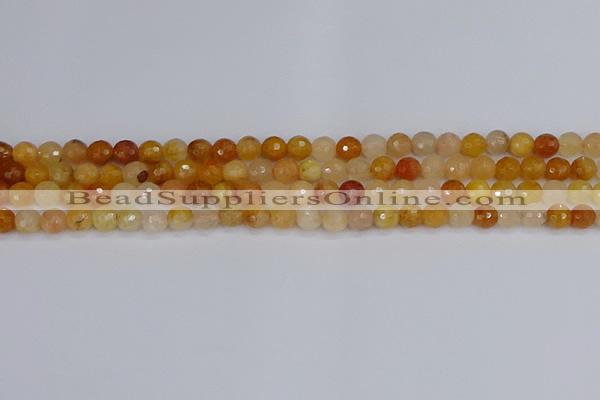 CYJ645 15.5 inches 4mm faceted round mixed yellow jade beads