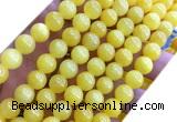 CYJ668 15 inches 8mm round dyed yellow jade beads wholesale