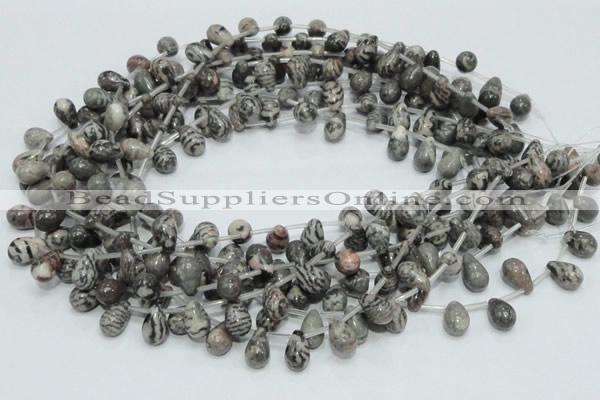 CZJ16 16 inches 8*12mm teardrop zebra jasper gemstone beads wholesale