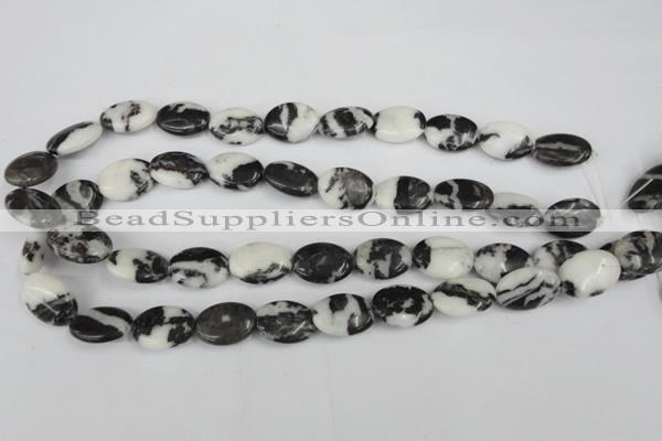 CZJ220 15.5 inches 13*18mm oval black & white zebra jasper beads