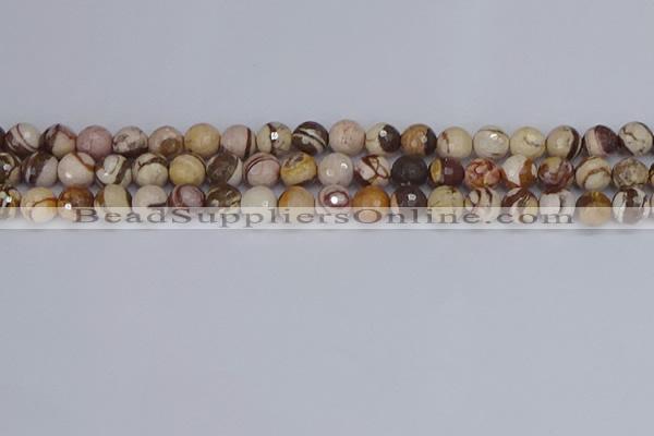 CZJ280 15.5 inches 8mm faceted round zebra jasper beads