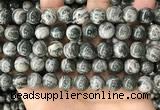 CZJ414 15.5 inches 12mm round green zebra jasper beads wholesale