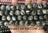 CZJ415 15.5 inches 14mm round green zebra jasper beads wholesale