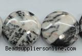 CZJ56 16 inches 25mm flat round zebra jasper gemstone beads wholesale