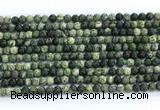 CZJ570 15.5 inches 4mm round green zebra jasper gemstone beads