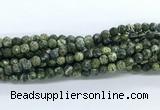 CZJ580 15.5 inches 4mm faceted round green zebra jasper gemstone beads