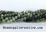 CZJ581 15.5 inches 6mm faceted round green zebra jasper gemstone beads