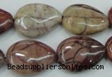 CZJ82 16 inches 18*25mm flat teardrop red zebra jasper beads wholesale