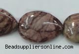 CZJ83 16 inches 22*30mm flat teardrop red zebra jasper beads wholesale