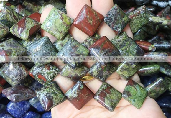 DOBS21 15 inches 15mm diamond dragon blood jasper gemstone beads wholesale