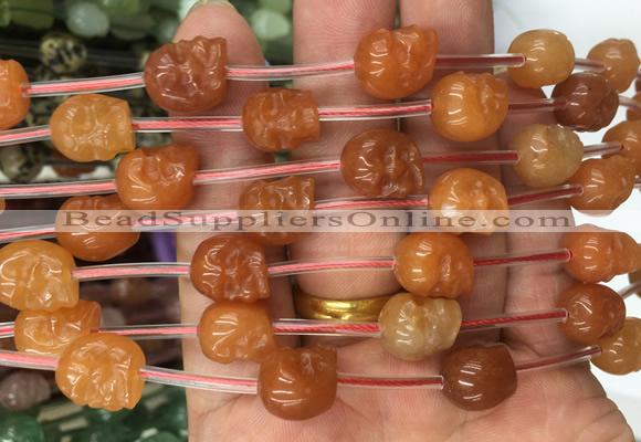 FGBS104 15 inches 10mm carved skull red aventurine beads wholesale