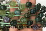 FGBS108 15 inches 10mm carved skull moss agate beads wholesale