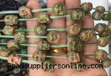 FGBS111 15 inches 10mm carved skull unakite beads wholesale