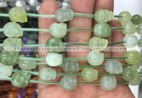 FGBS112 15 inches 10mm carved skull new jade beads wholesale