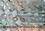 FGBS12 15 inches 12mm faceted Four leaf clover blue chalcedony beads