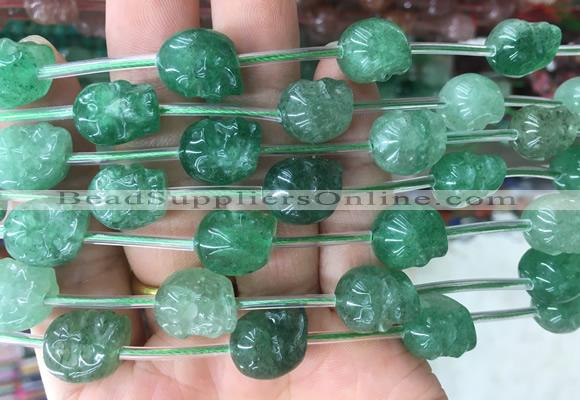 FGBS121 15 inches 12mm carved skull green strawberry quartz beads wholesale