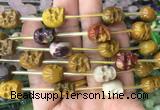 FGBS125 15 inches 12mm carved skull mookaite beads wholesale