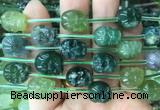 FGBS128 15 inches 12mm carved skull moss agate beads wholesale