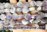 FGBS140 15 inches 14mm carved rose flower amethyst beads