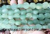 FGBS145 15 inches 14mm carved rose flower green aventurine beads