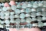 FGBS149 15 inches 14mm carved rose flower amazonite beads