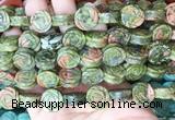 FGBS150 15 inches 14mm carved rose flower unakite beads