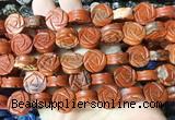 FGBS153 15 inches 14mm carved rose flower red jasper beads