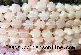 FGBS169 15 inches 15mm carved five petal flower pink aventurine beads wholesale