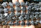 FGBS179 15 inches 15mm carved five petal flower black labradorite beads wholesale