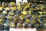 FGBS187 15 inches 15mm carved five petal flower yellow tiger eye beads wholesale