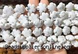 FGBS190 15 inches 15mm carved five petal flower white howlite beads wholesale