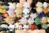 FGBS192 15 inches 15mm carved five petal flower colorful gemstone beads wholesale