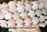 FGBS195 15 inches 20mm carved 5 petal flower rose quartz beads wholesale