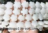 FGBS199 15 inches 20mm carved 5 petal flower white jade beads wholesale